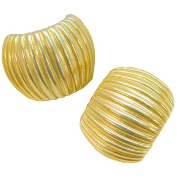 Givenchy Paris New York Vintage Modernist Gold Tone Statement Runway Ear… - Picture 3 of 10